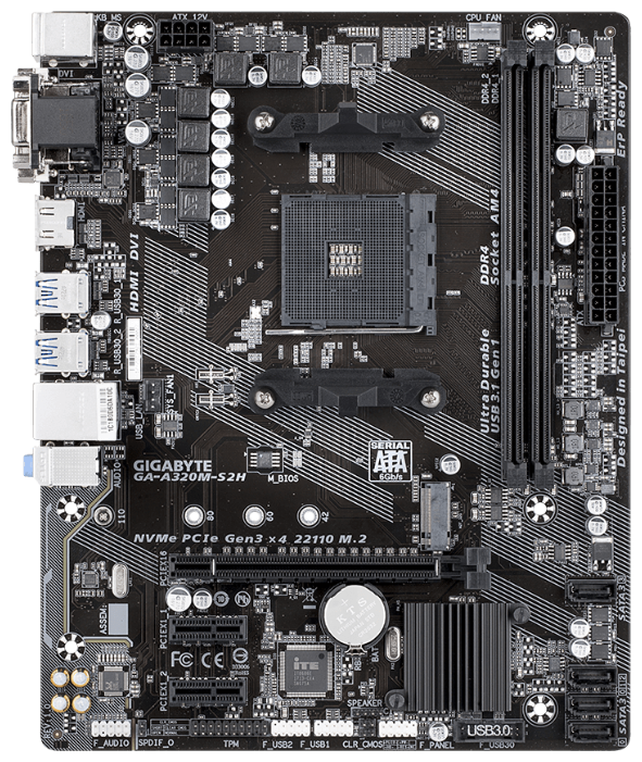 

Материнская плата Gigabyte GA-A320M-S2H rev. 1.2, GA-A320M-S2H rev. 1.2