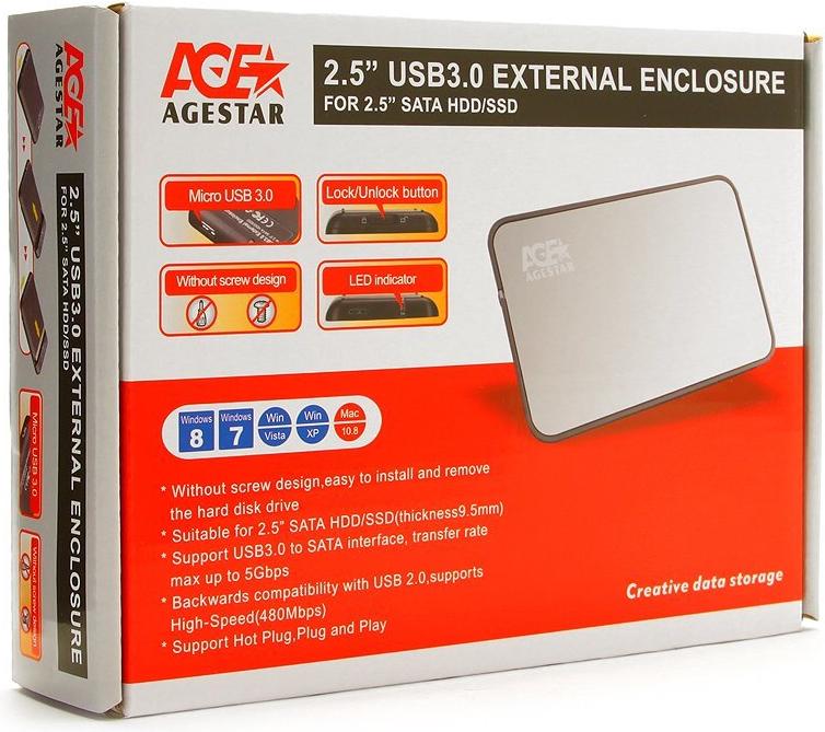

Бокс для жесткого диска AgeStar 3UB2A8-6G Silver, 3UB2A8-6G Silver