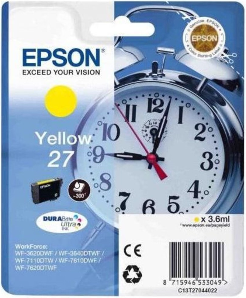 

Картридж Epson C13T27044022, Картридж Epson T2704 для WF-7110/7610/7620/7710/7720 C13T27044022 Yellow