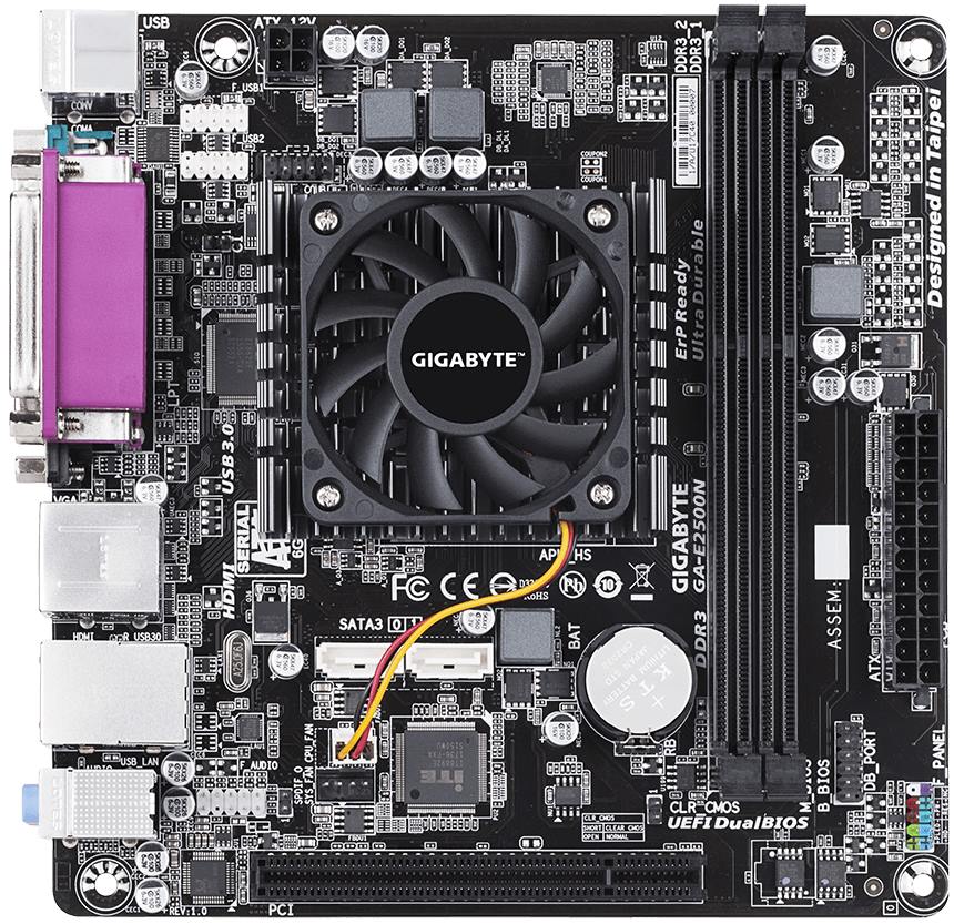 

Материнская плата Gigabyte 2xDDR3 mini-ITX [GA-E2500N], E2500N