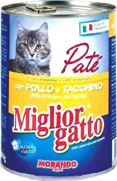 

Корм для кошек Miglior Gatto Classic Pate ChickenTurkey 400г, Gatto Classic Pate ChickenTurkey 400г