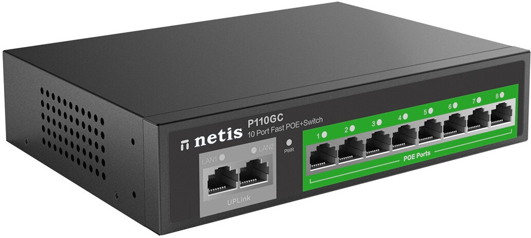 

Коммутатор Netis 10PORT 10/100/1000M 8POE+2XGE P110GC