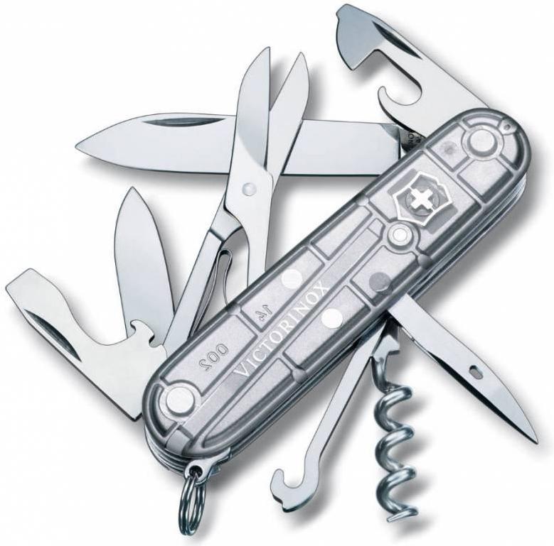 

Туристический нож Victorinox Climber 14 функций карт. коробка серебристый полупрозрачный [1.3703.T7], Climber 14 функций карт. коробка