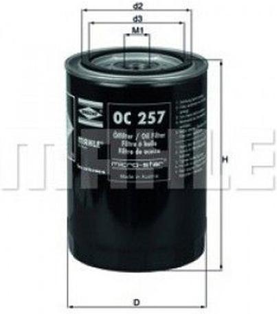 

Фильтр масляной Knecht/Mahle OC257, OC257