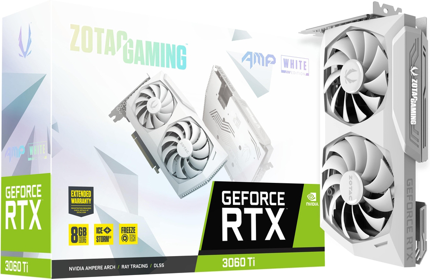 

Видеокарта ZOTAC 8GB GDDR6 256bit [ZT-A30610F-10PLHR], Видеокарта ZOTAC GeForce RTX 3060 Ti AMP White LHR 8GB GDDR6 (ZT-A30610F-10PLHR)