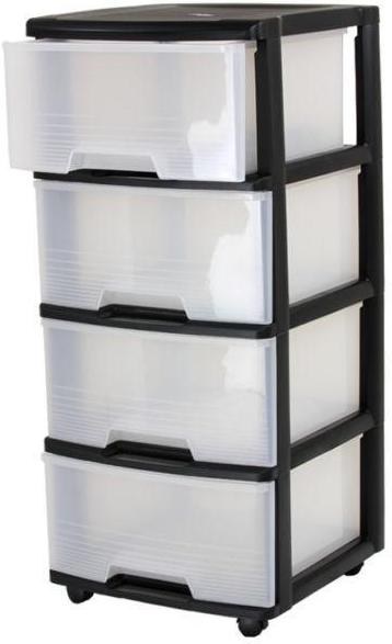 

Комод Curver Drawer System 4X20L прозрачный/черный [06771-146-04], Drawer System 4X20L
