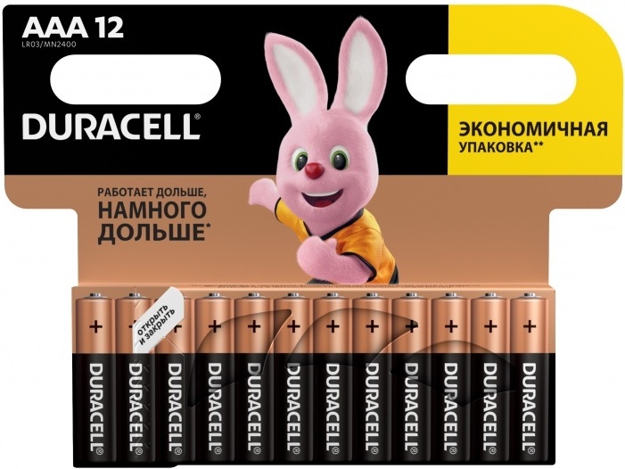 

Батарейки DURACELL LR03/MN2400 2BP*6 AAA 12шт, Батарейка DURACELL LR03/MN2400 2BP*6 AAA 12шт