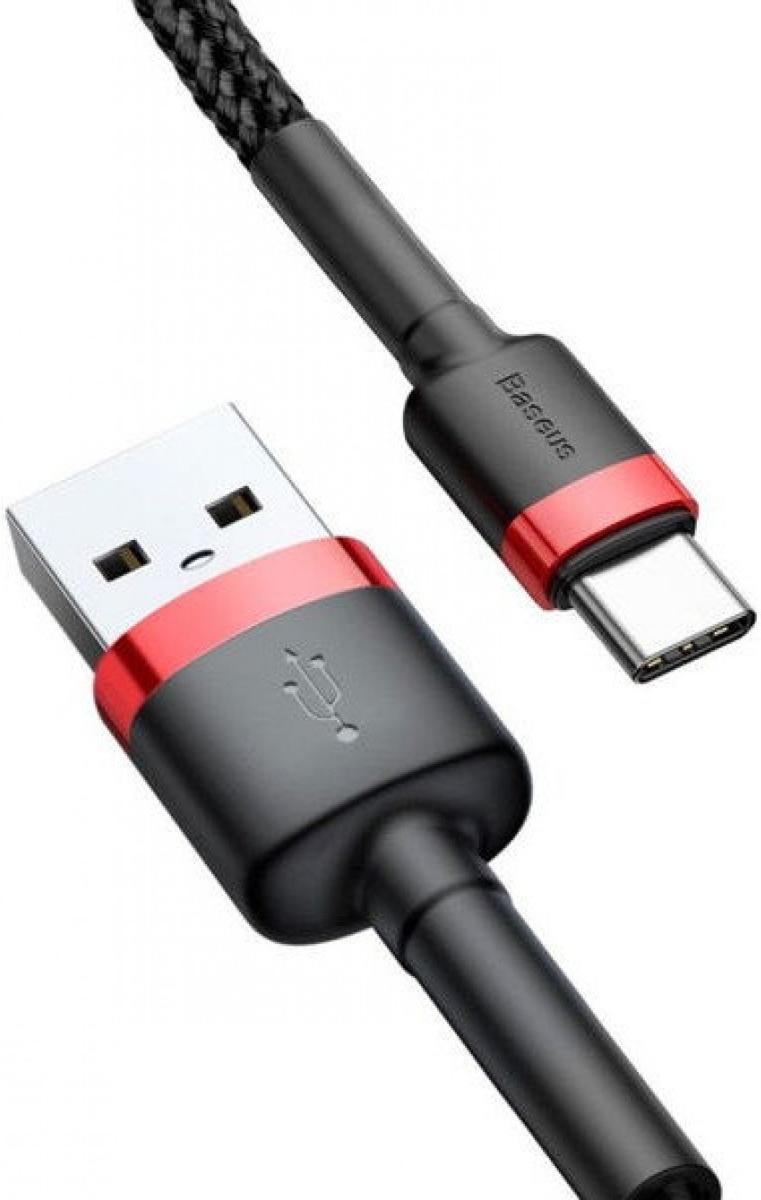 

Кабель для компьютера Baseus cafule кабель USB для Type-C 3A 0.5 M Красный+черный красно-черный [CATKLF-A91], cafule кабель USB для Type-C 3A 0.5 M Красный+черный