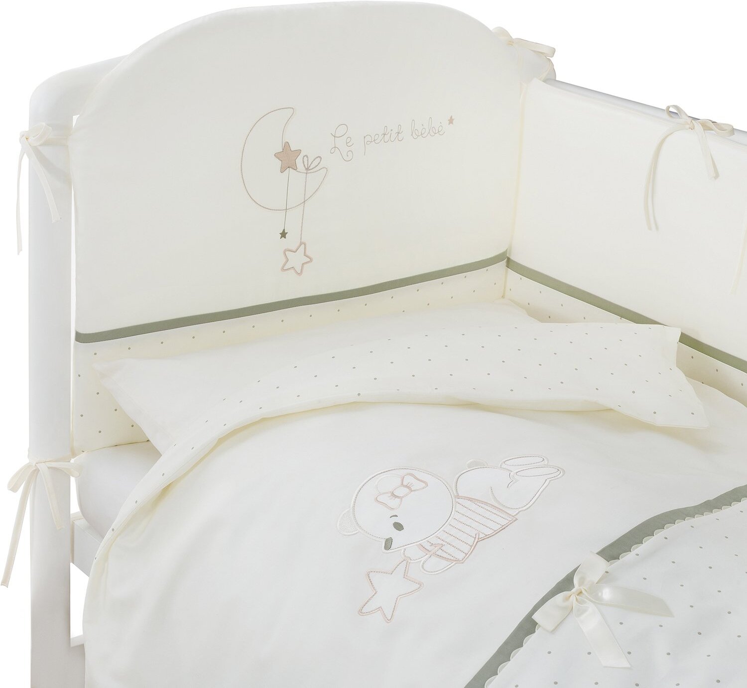 

Комплект детского постельного белья Perina Le petit bebe молочно-оливковый [ПБ4-01.1], Комплект детского постельного белья Perina Le petit bebe молочно-оливковый ПБ4-01.1