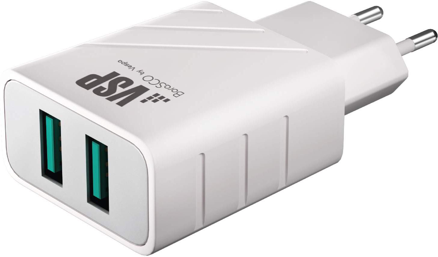 

Сетевое зарядное устройство BoraSCO ЗУ 2.4А 2хUSB белый [37261], ЗУ 2.4А 2хUSB