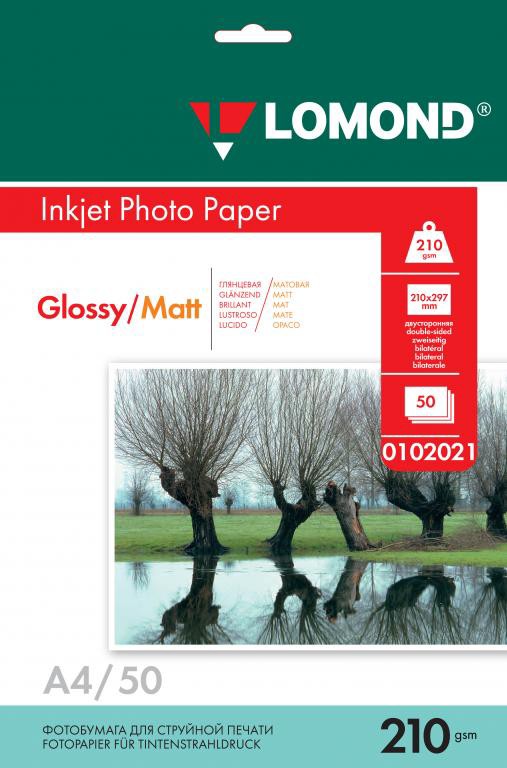 

Фотобумага Lomond Глянцевая/Матовая двухсторонняя А4 210 г/кв.м. 50 л (0102021), Фотобумага Lomond 0102021