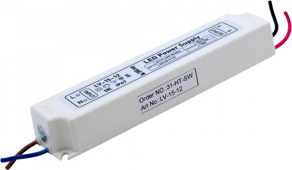 

SWG Блок Питания для ленты IP 67 пластик 15 W, 12V [LV-15-12], Блок питания SWG Блок Питания для ленты IP 67 пластик 15 W, 12V LV-15-12