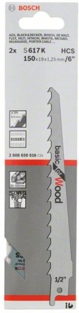 

Полотно для пилы Bosch 2.608.650.616, Bosch S617K 2 шт Basic for Wood 2608650616