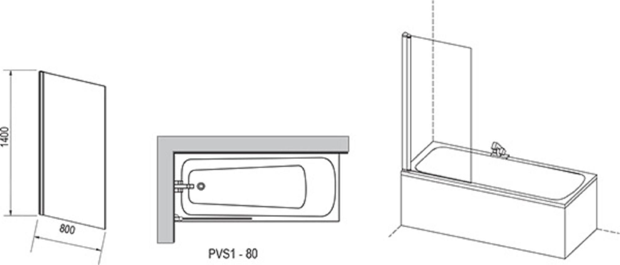 

Шторка для ванной Ravak Pivot PVS1-80 белый [79840100Z1], Pivot PVS1-80