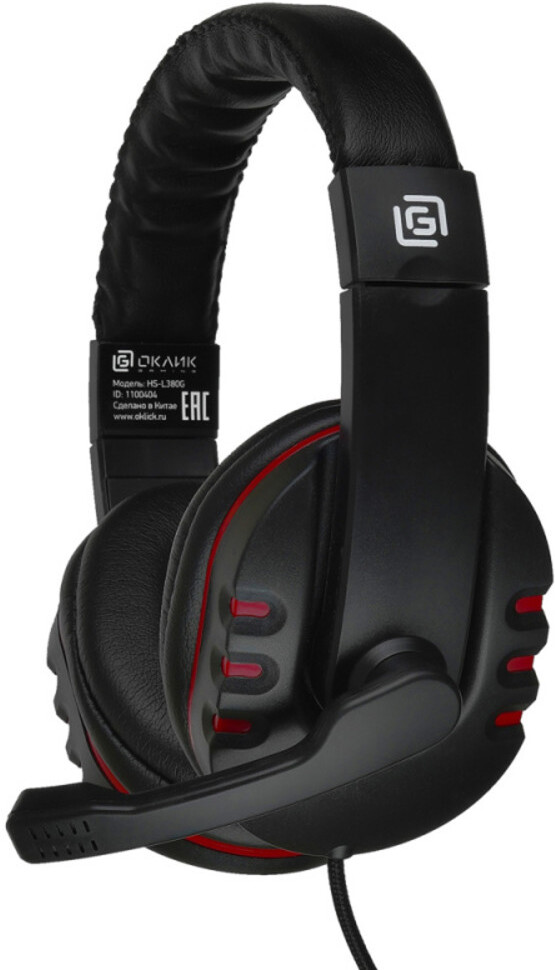

Наушники Oklick HS-L380G черный/красный [JD-032], Наушники Oklick HS-L380G JD-032 черный/красный