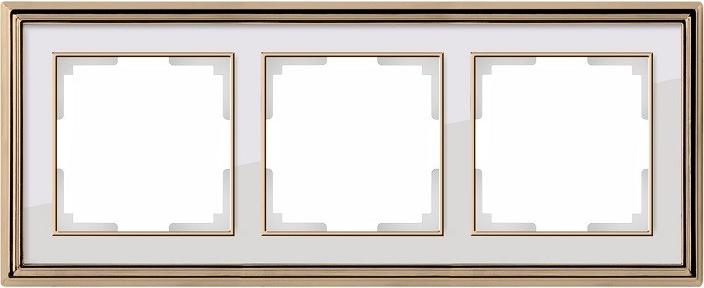 

Рамка для выключателя и розетки Werkel Palacio 3 поста WL17-Frame-03 золото/белый [a037679], Palacio 3 поста WL17-Frame-03