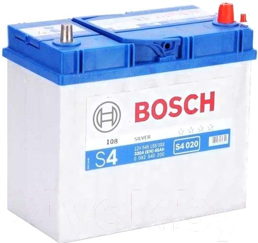 

Автомобильный аккумулятор Bosch S4 020 545 155 033 (45 А/ч) JIS, S4 020 545 155 033 45 А/ч JIS