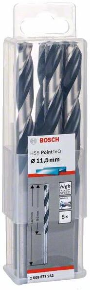 

Набор оснастки Bosch 2608577283 (5 предметов), Сверло Bosch HSS PointTeQ 11.5мм 2.608.577.283