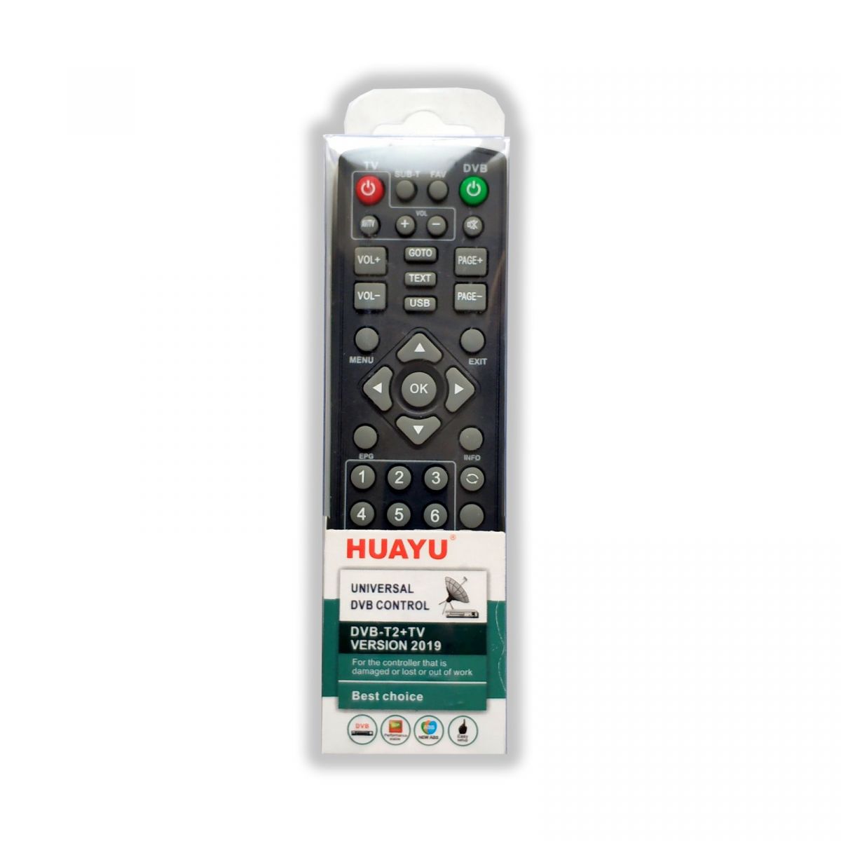 

Универсальный пульт ДУ Huayu DVB-T2+TV HRM1235, DVB-T2+TV