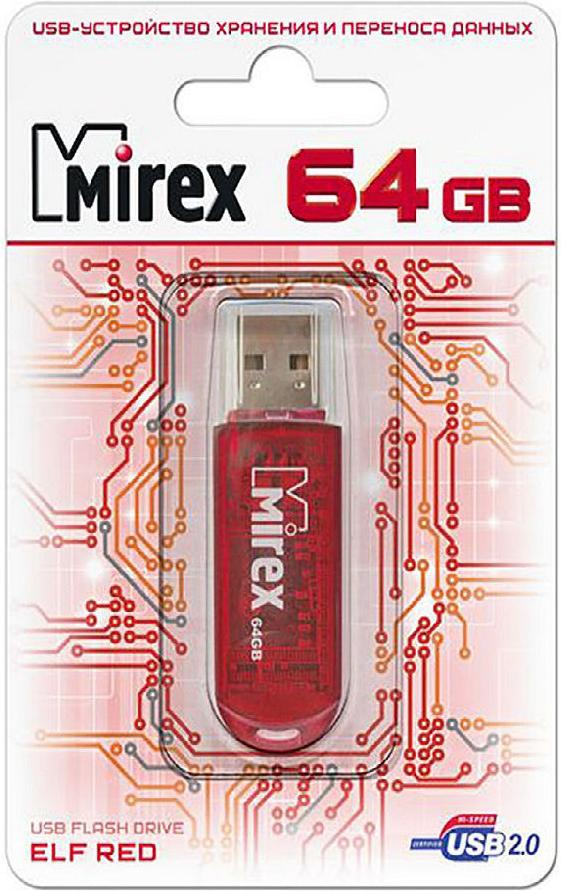 

Usb flash Mirex 64GB Elf 2.0 красный [13600-FMURDE64], 64GB Elf 2.0
