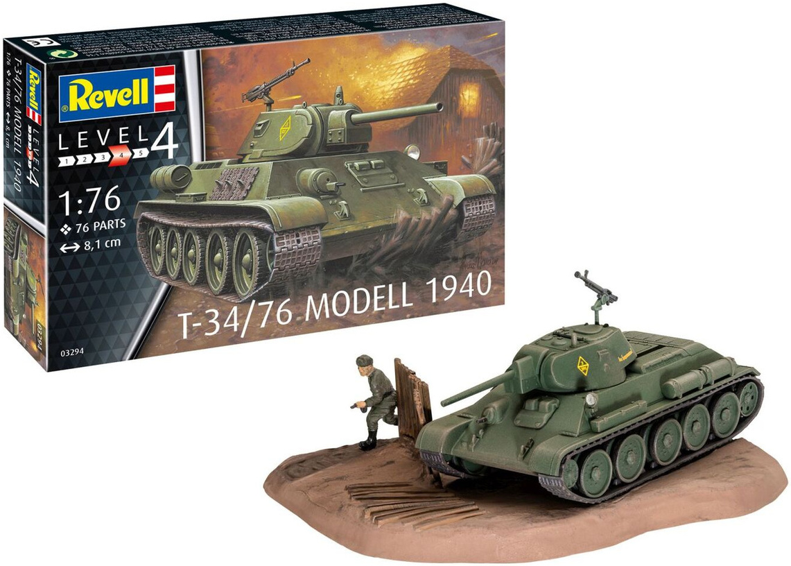 

Сборная модель Revell Советский средний танк T-34/76 образец 1940 г. [3294], Сборная модель Revell Советский средний танк T-34/76 образец 1940 г. 3294