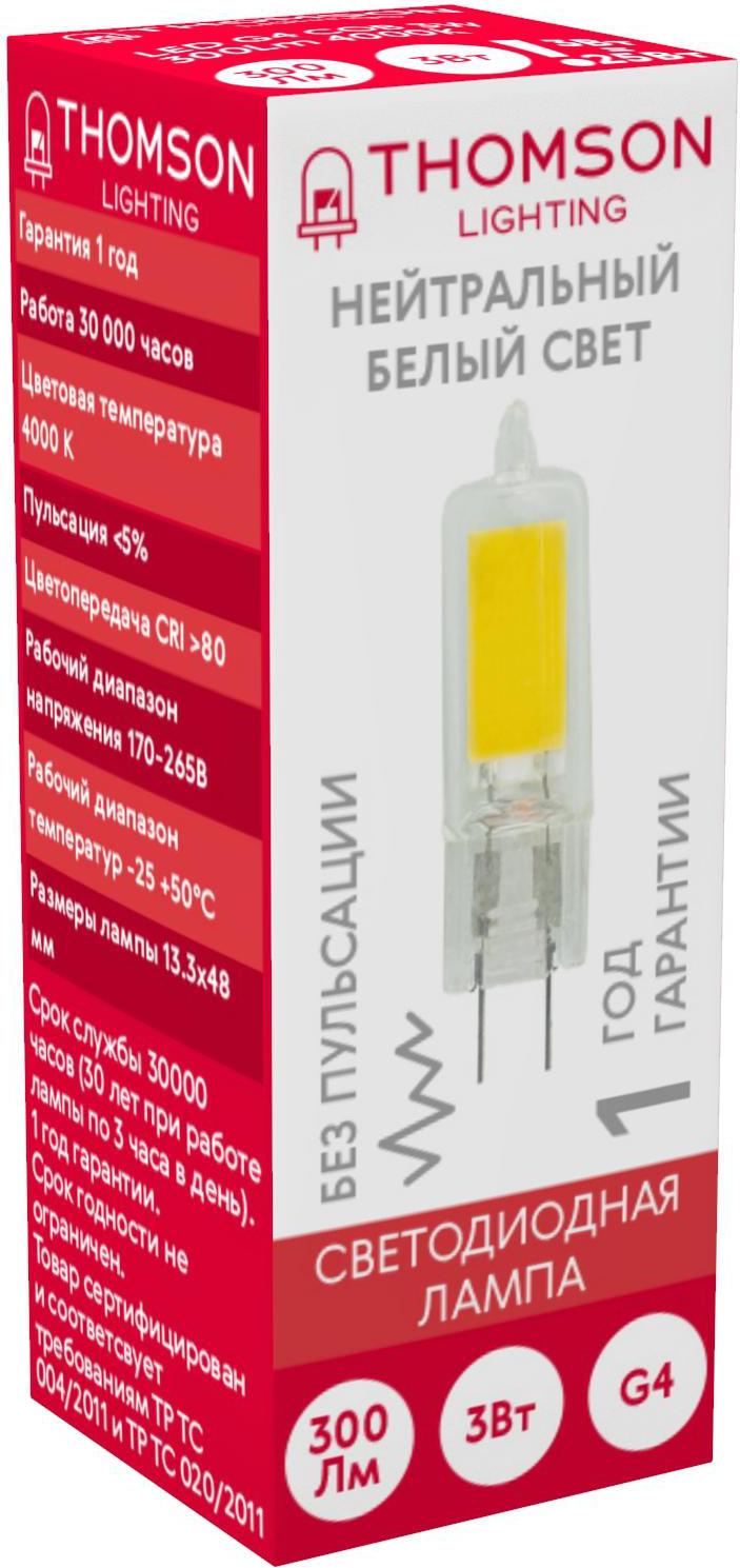 

Светодиодная лампа Thomson G4 COB 3W 300Lm 4000K [TH-B4200], G4 COB 3W 300Lm 4000K