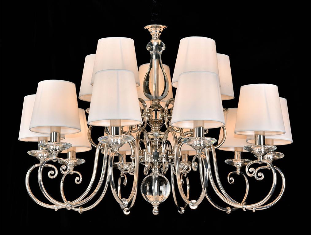 

Подвесная люстра NEWPORT D88*H62 cm E14 15*60W Bright nickel Shade white silk [1110+5/C], Подвесная люстра NEWPORT D88*H62 cm E14 15*60W 1110+5/C Bright nickel Shade white silk