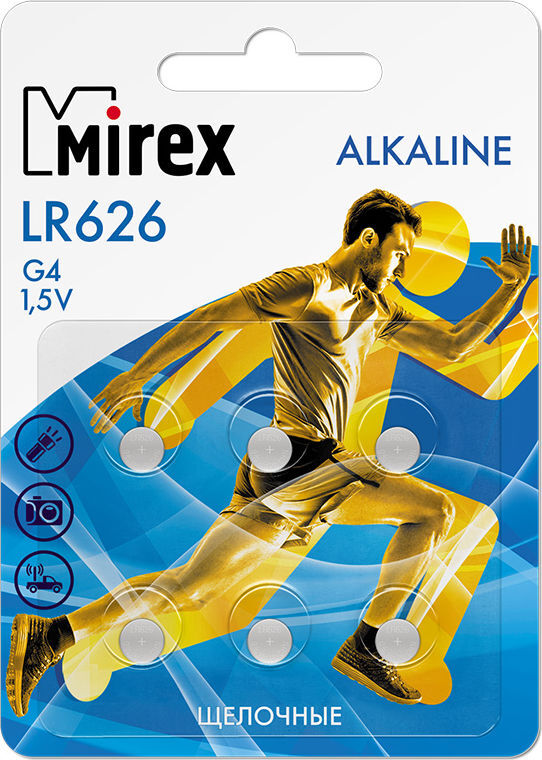

Батарейка Mirex LR626 1,5V Блистер 6 шт [LR626-E6], Батарейка Mirex LR626 1,5V Блистер 6 шт LR626-E6