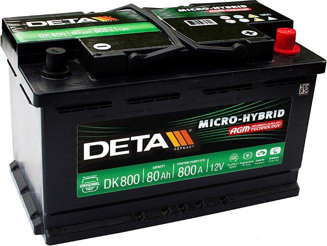 

Аккумулятор DETA Micro-Hybrid AGM DK800 80 А/ч, Micro-Hybrid AGM DK800 80 А/ч