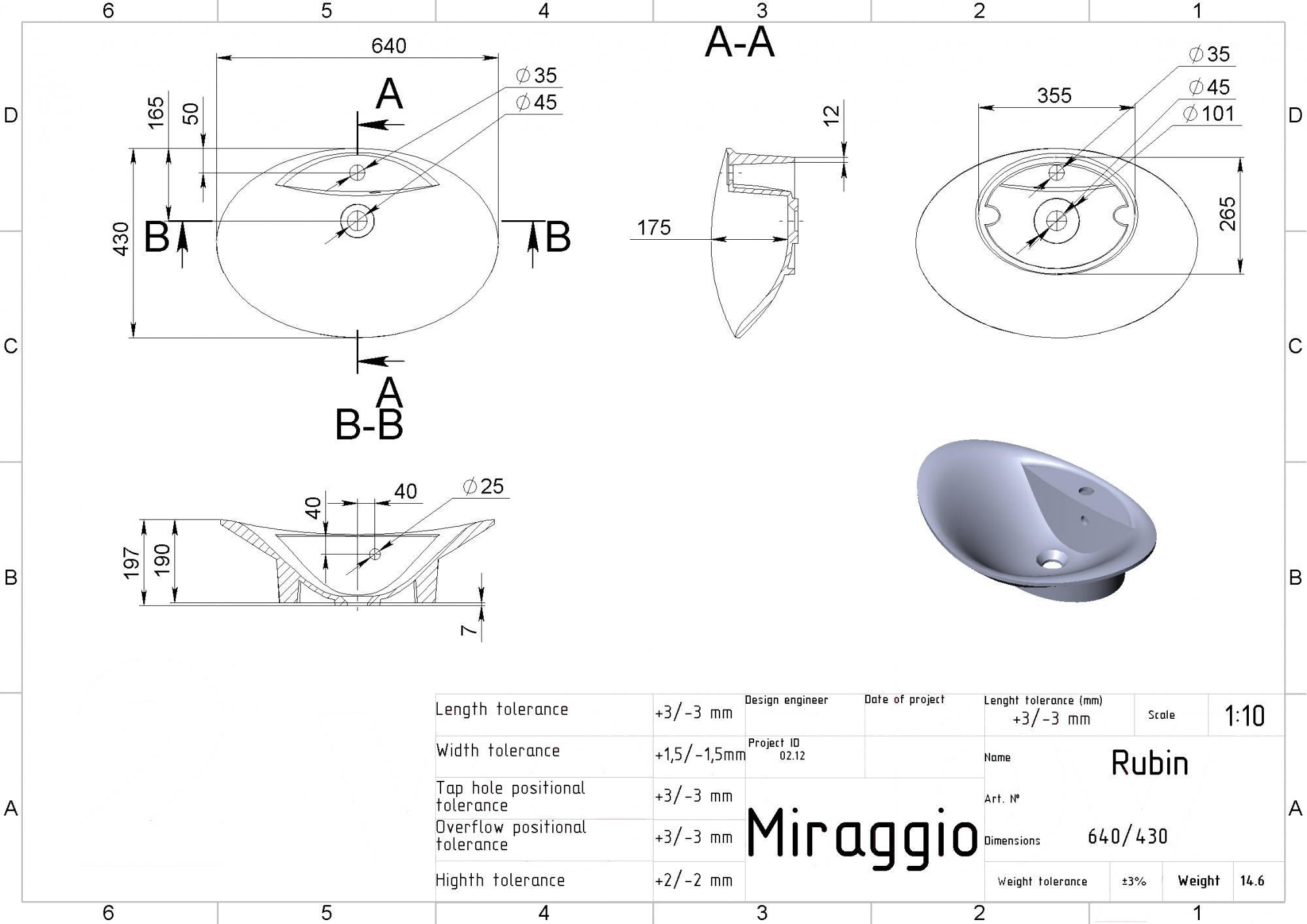 

Умывальник Miraggio Rubin, Rubin