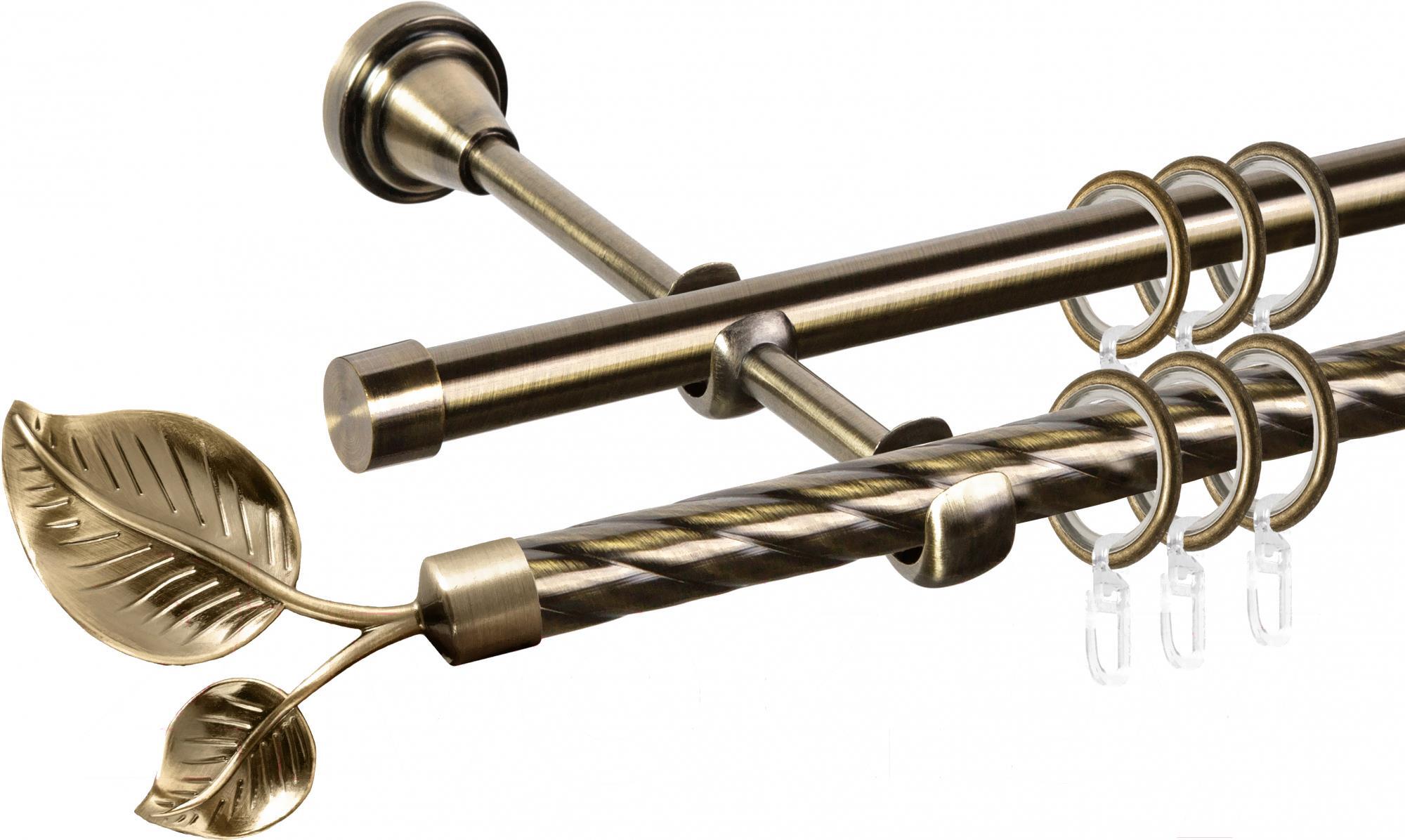 

Карниз АС ФОРОС Grace D16K/16Г + наконечники Лист большой 1.4м антик