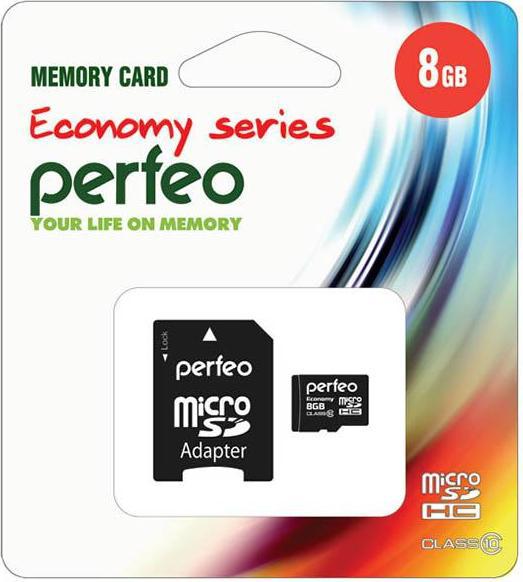 

Карта памяти Perfeo Micro SecureDigital 8Gb [PF8GMCSH10AES], Micro SecureDigital 8Gb