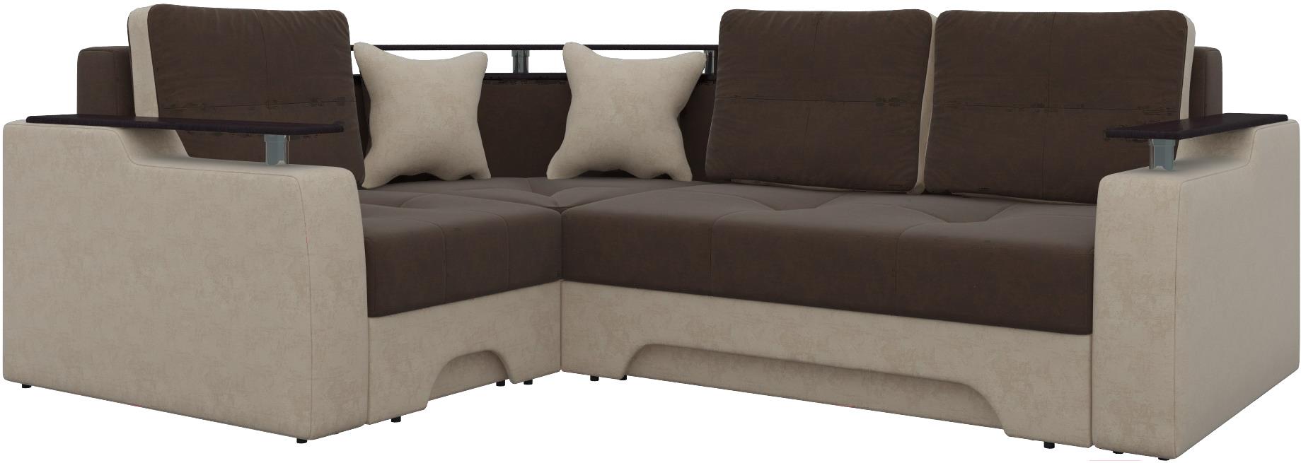 

Угловой диван Mebelico Комфорт 90 левый 57410 микровельвет коричневый/бежевый, Комфорт 90 угловой левый 57410 микровельвет