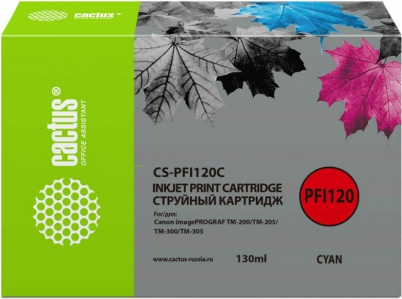 

Картридж Cactus CS-PFI120C голубой, Картридж струйный Cactus CS-PFI120C голубой