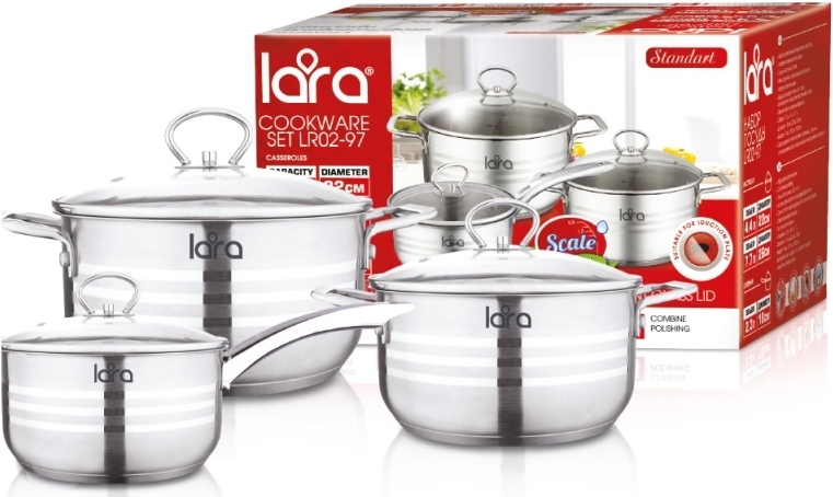 

Набор посуды Lara LR02-97 Standart+ LR04-36 500мл, Набор кастрюль LARA LR02-97
