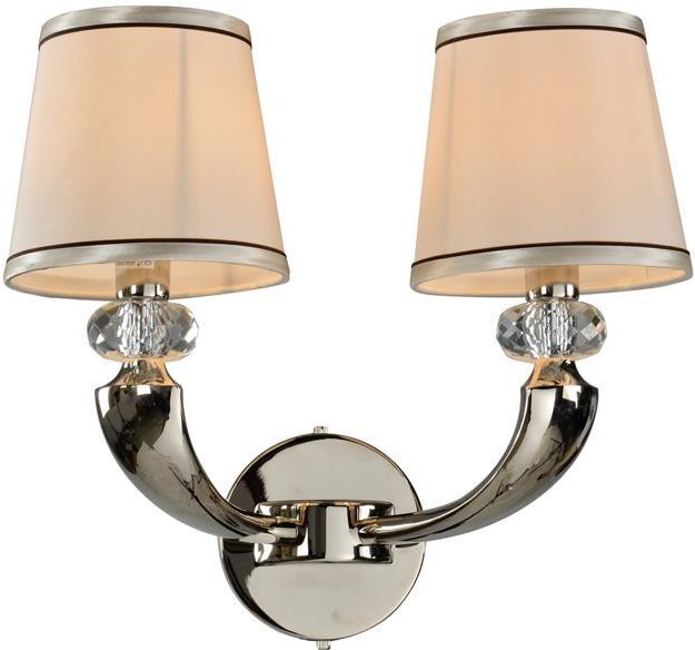 

Бра NEWPORT L36*H33*Sp27 cm E14 2*40W Nickel Clear crystal Shade beige [11602/A], Бра NEWPORT L36*H33*Sp27 cm E14 2*40W 11602/A Nickel Clear crystal Shade beige