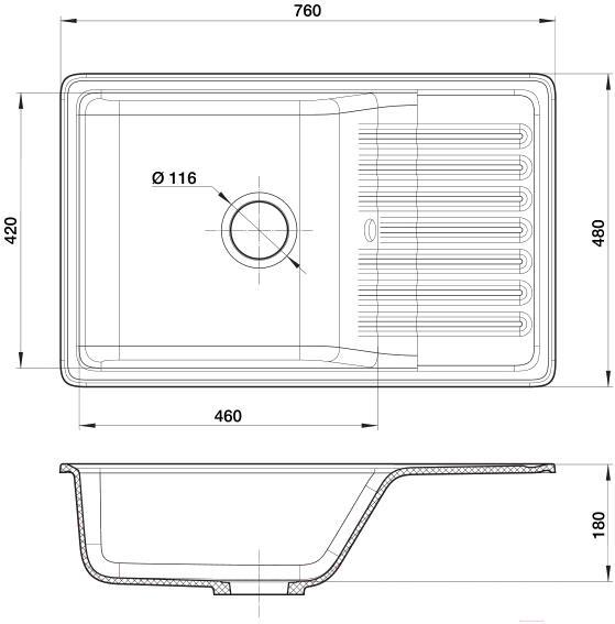 

Кухонная мойка GranFest GF-ZW-72 черный, GF-ZW-72