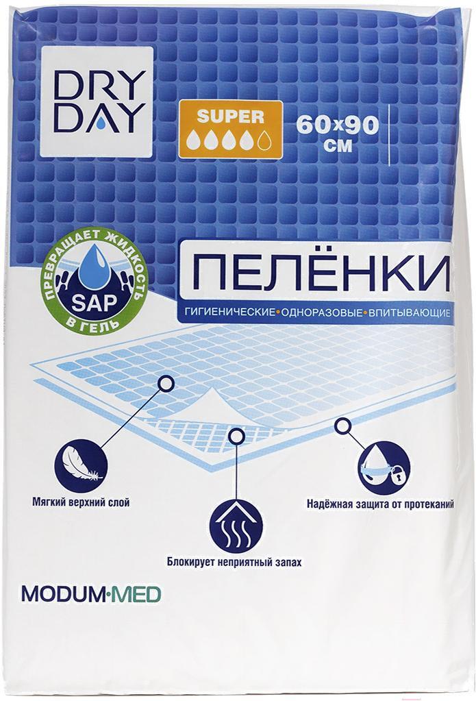 

Пеленки одноразовые Modum Dry Day Super 60x90 (10шт), Пеленка Modum Dry Day Super 60x90 10шт