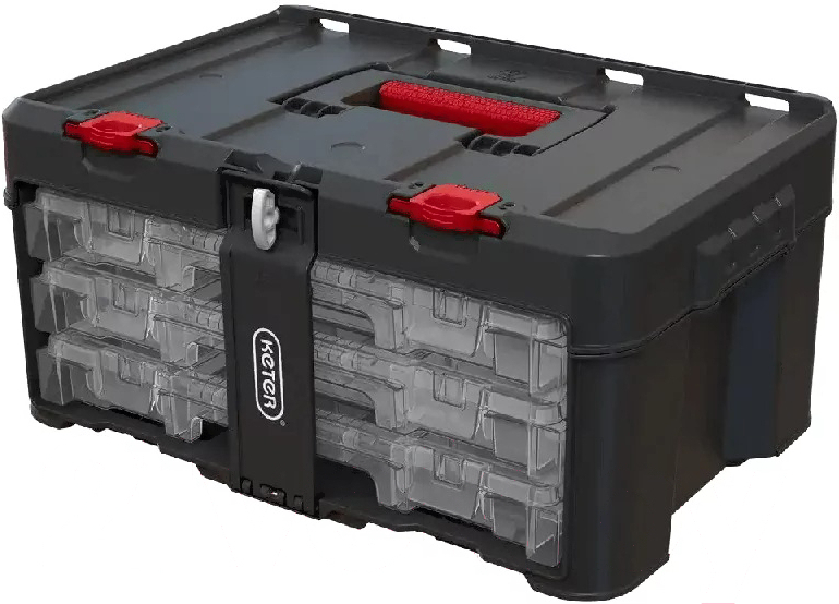 

Ящик для инструментов Keter Stack'N'Roll 3 Organizers Set чёрный/красный (253380)