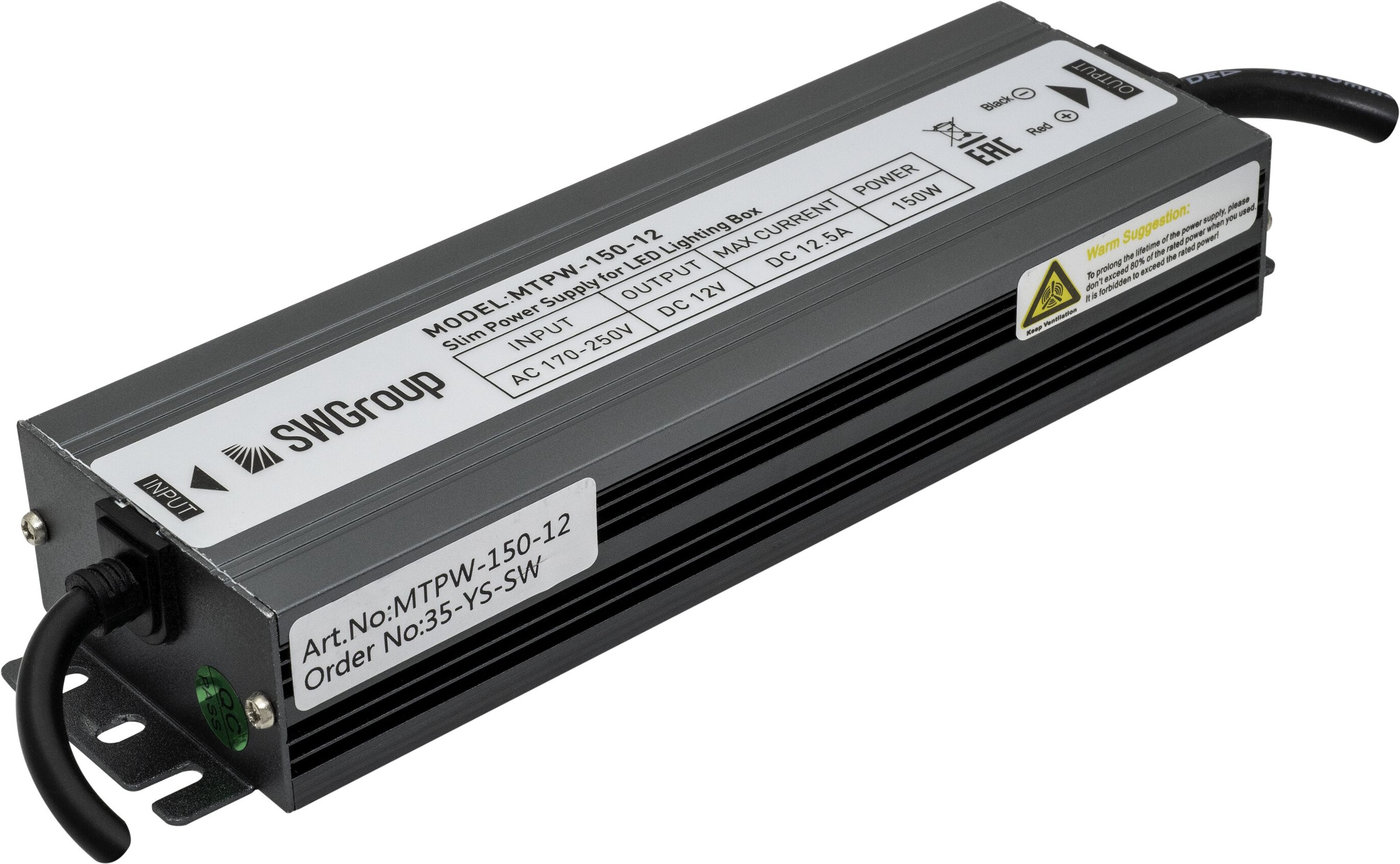 

SWG MINI Al Блок питания TPW, 150 W Влагозащитный, 12 V [MTPW-150-12], Блок питания SWG MINI Al Блок питания TPW, 150 W Влагозащитный, 12 V MTPW-150-12