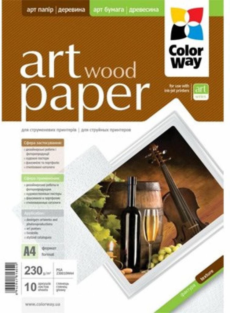 

Фотобумага Colorway A4 230г/м2 10 страниц ART Дерево [PGA230010WA4], Фотобумага Colorway A4 230г/м2 10 страниц ART Дерево PGA230010WA4