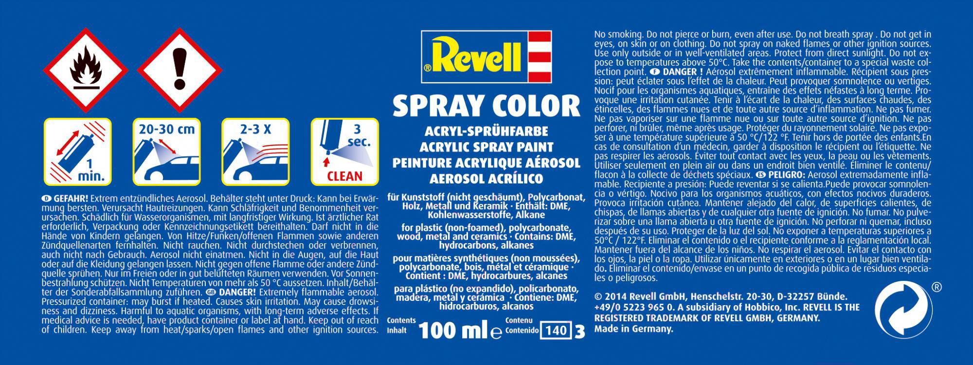 

Краска для рисования Revell аэрозольная акриловая 100 мл белый матовый [34105], Краска для рисования Revell аэрозольная акриловая 100 мл 34105 белый матовый