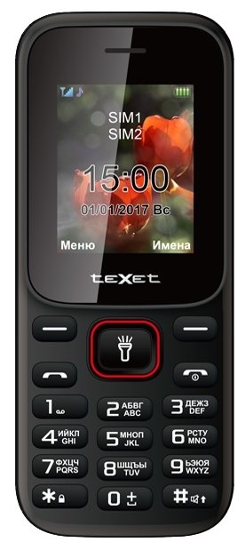 

Мобильный телефон TeXet TM-128 (черный-красный), TM-128 Black/Red