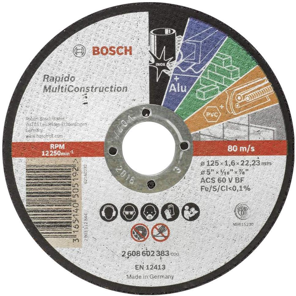 

Отрезной круг Bosch 2.608.602.383, Отрезной круг Bosch 125*1.6 Rapido Multi Construction 2.608.602.383