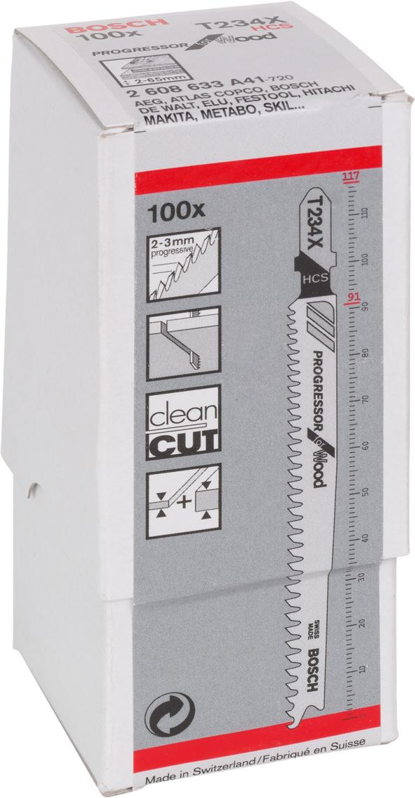 

Пилка для лобзика Bosch T 234 X Progressor for Wood в упаковке 100шт [2.608.633.A41], T 234 X Progressor for Wood 100шт