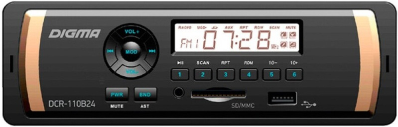 

USB-магнитола Digma DCR-110B24, Автомагнитола Digma DCR-110B24 1DIN 4x45Вт