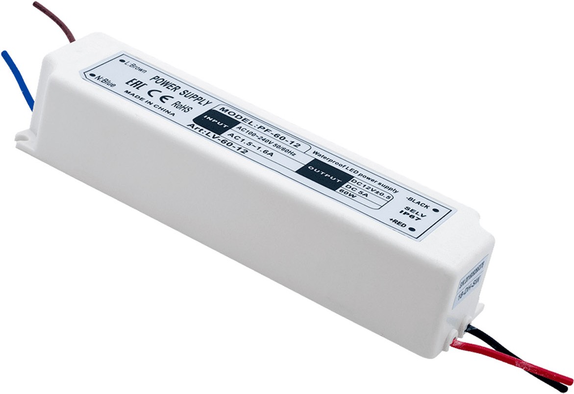 

SWG Блок Питания для ленты IP 67 пластик 60 W, 12V [LV-60-12], Блок питания SWG Блок Питания для ленты IP 67 пластик 60 W, 12V LV-60-12