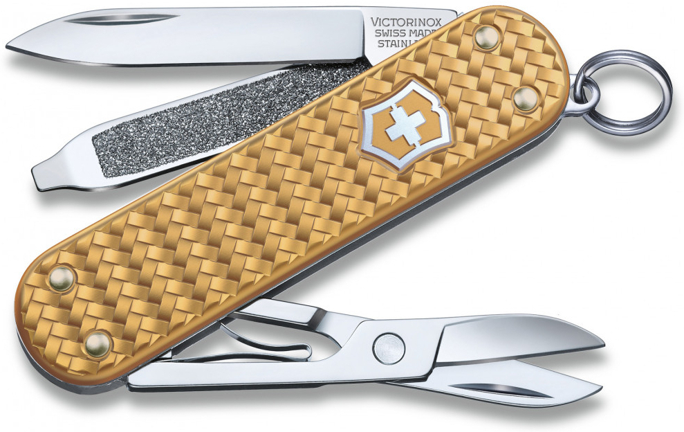 

Туристический нож Victorinox перочинный Classic Precious Alox 58мм 5 функц. золотистый [0.6221.408G], Туристический нож Victorinox перочинный Classic Precious Alox 58мм 5 функц. 0.6221.408G золотистый