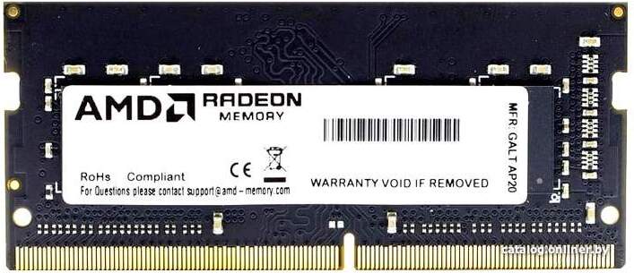 

Оперативная память AMD 8GB DDR4 3200 SO DIMM [R948G3206S2S-UO], Оперативная память AMD Radeon R9 Gamers Series 8GB DDR4 SO-DIMM PC4-25600 (R948G3206S2S-UO)