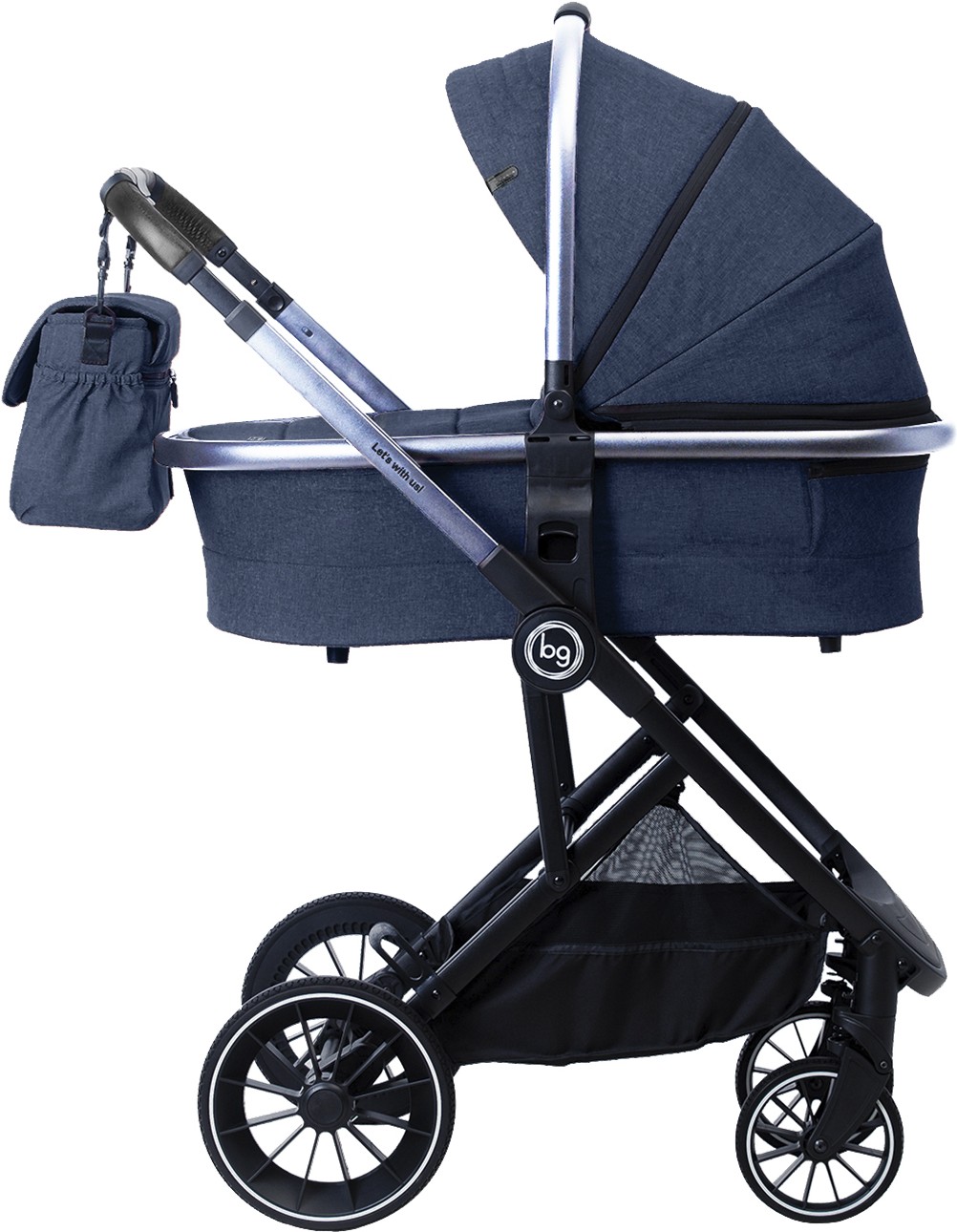 

Детская коляска Bubago LIRA BG 302-SB 2 в 1 Jean/Blue (Джинс) рама Silver/Black